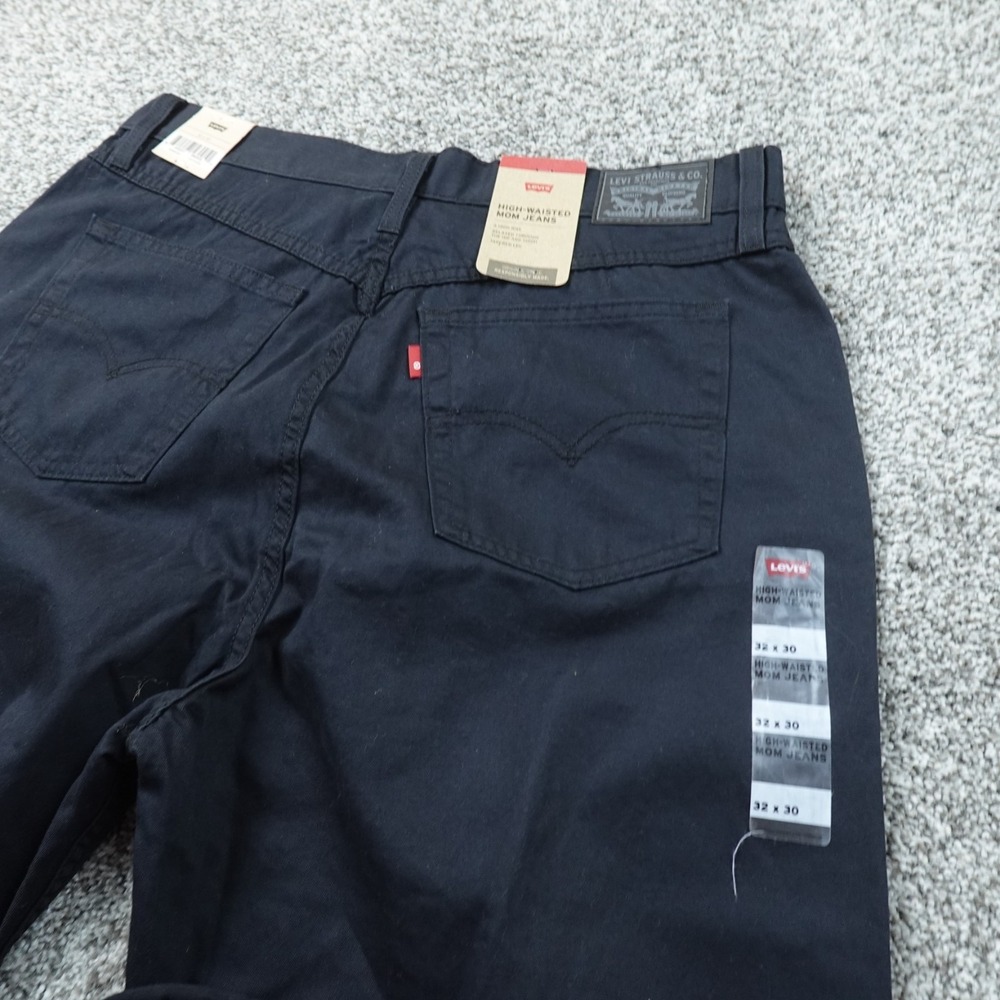 NEW Levis Jeans Womens 32 Dark Black Denim Pants High Waisted Mom Tapered Leg